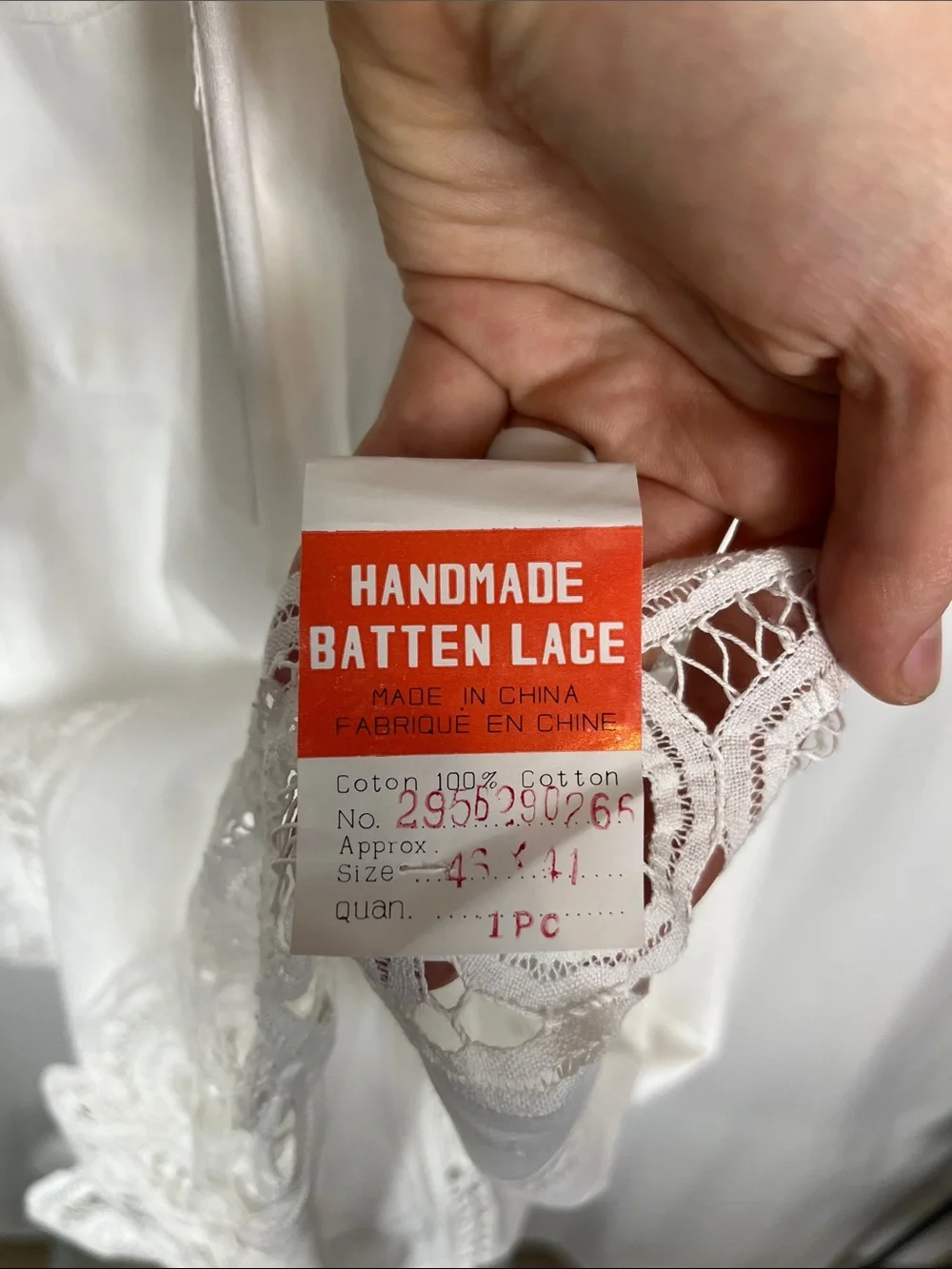 NWT Vintage 1990 Deadstock Handmade Batten Lace White Apron